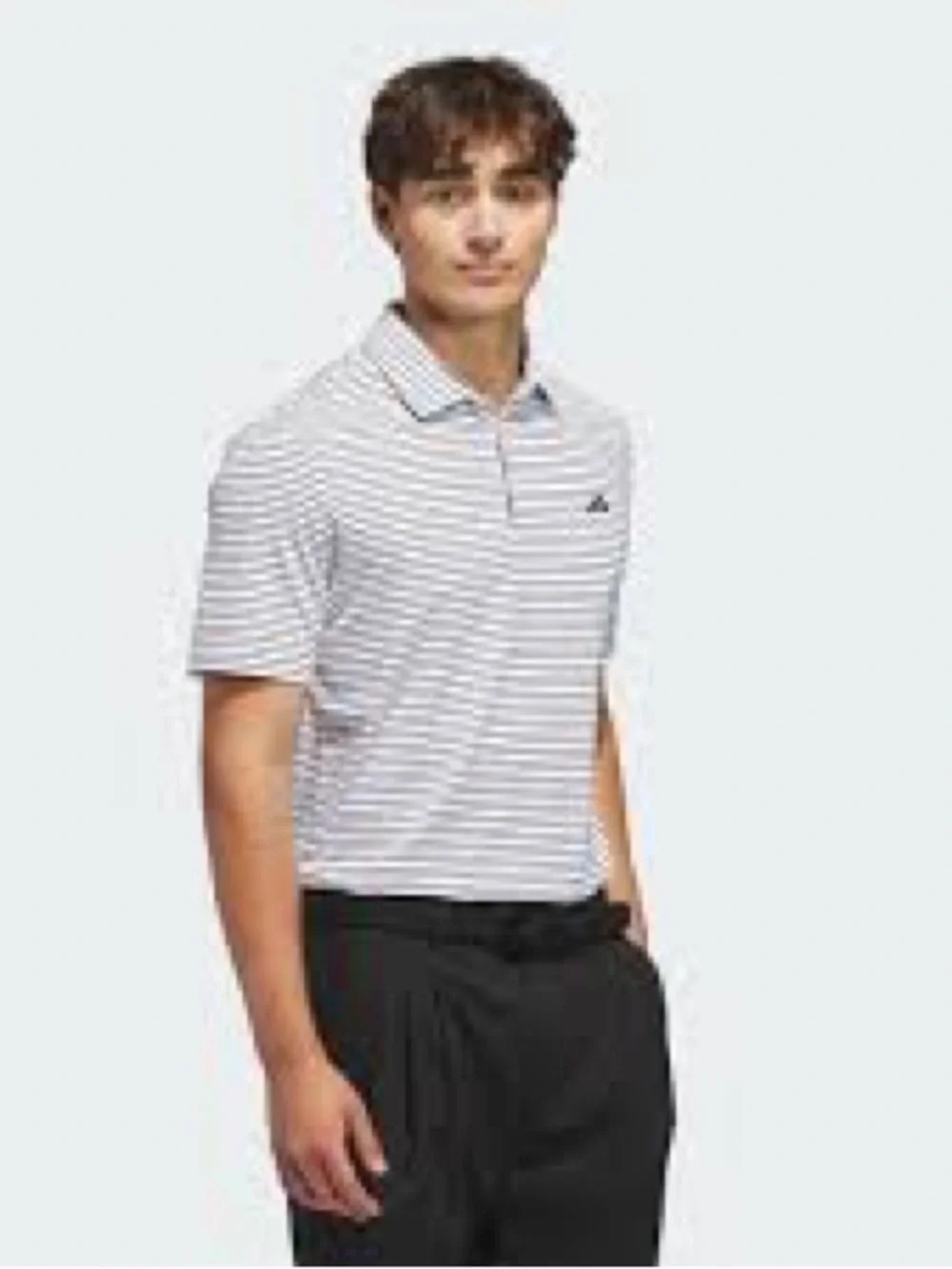 adidas White & Light Gray Striped Polo